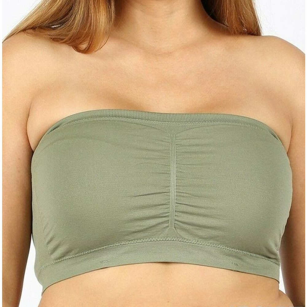 Plus Size Olive Padded Bandeau Bra